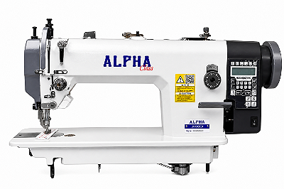 Máquina de Costura Industrial Transporte Duplo Eletrônica Alpha LH-0303-ED4 220V + Kit Premium Carbon e Cadeira para Costureira