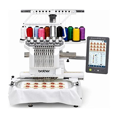 Máquina de Bordado Brother PR1060W 10 Agulhas Wi-Fi 20x36 cm Autovolt + Kit Premium Carbon + Mesa de Apoio