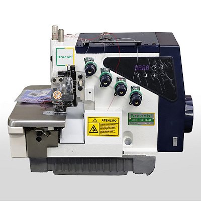 MAQUINA INTERLOQUE 2 AGULHAS BRACOB BC S4-5AT DIRECT DRIVE - BIVOLT COM PÉS E MESA DESMONTADAS