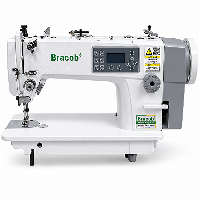 Máquina Transporte Triplo 1 Agulha Base Plana Bracob BC 0303-D4 220V + Kit Premium Carbon e Cadeira para Costureira