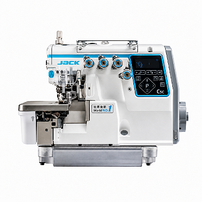 Máquina Overlock Eletrônica Ponto Cadeia Jack C5C-4 4 Fios Direct Drive 220V com Mesa e Pés Desmontados