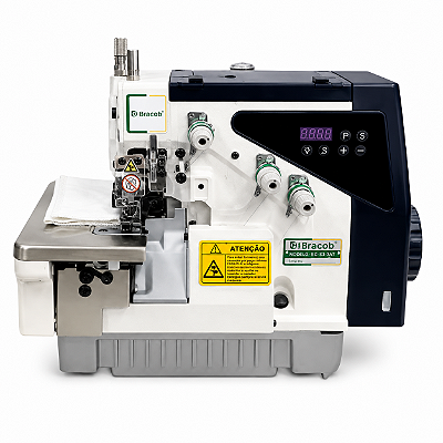 MAQUINA OVERLOQUE 1 AGULHA BRACOB BC S4-3AT MOTOR DIRECT DRIVE - BIVOLT + KIT CARBON E CADEIRA PARA COSTUREIRA