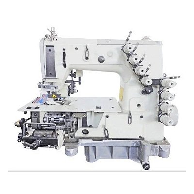 Máquina elastiqueira 4 agulhas Kansai base cilíndrica com catraca frontal DFB1404-PMD - Motor Servo