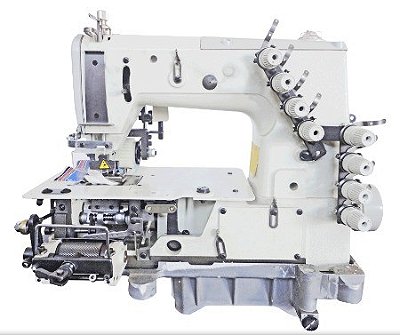 Máquina elastiqueira 4 agulhas Kansai base cilíndrica com catraca frontal DFB1404-PMD - Motor Servo