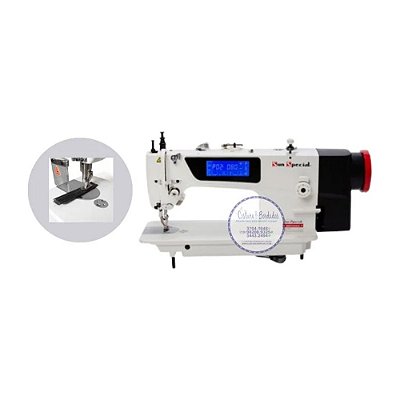 Máquina de Costura Industrial Reta Transporte Duplo Eletrônica SS0303D4-BA-QI  - 220 V + KIT INICIAL
