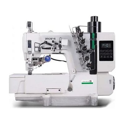 Maquina Galoneira Eletrônica Plana Fechada com Corte de Linha Zoje C5000-364-1-D3B - 220 V COM PÉS E MESA MONTADOS