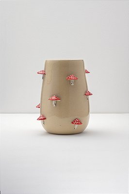 vaso de cerâmica cogumelos