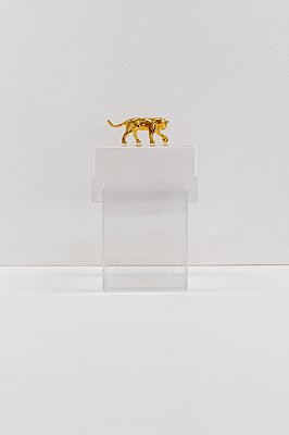 caixa casinha gato banhado à ouro M