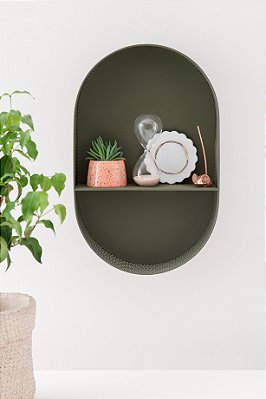 nicho em metal verde militar