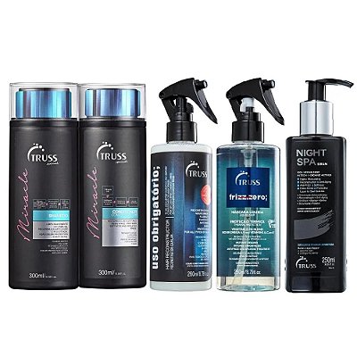 Kit Truss Duo Miracle + Uso Obrigatório 260ml + Frizz Zero 260ml + Night Spa 250ml