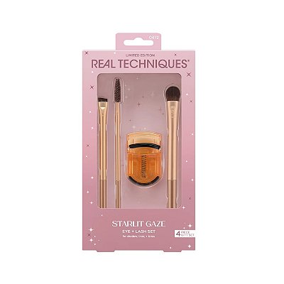 Real Techniques Edição Limitada Kit Starlit Gaze Pincéis para Olhos e Curvador de Cílios