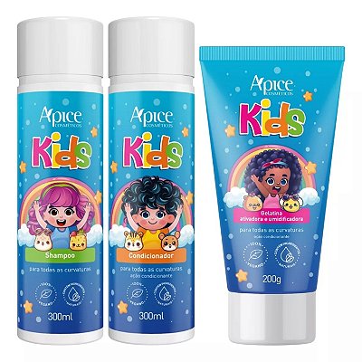 Apice Kit Kids Linha Infantil Capilar Shampoo Condicionador Gelatina Ativadora