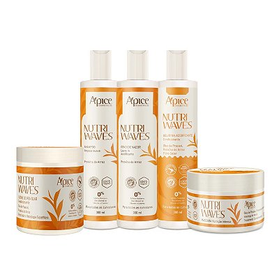 Apice Kit Nutri Waves Shampoo, Condicionador, Gelatina, Máscara e Creme de Pentear (5 ITENS)