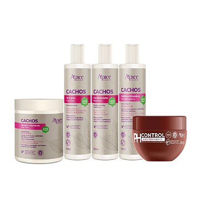 Apice Kit Cachos Shampoo, Condicionador, Gelatina, PH Control e Ativador