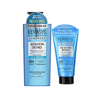 Kerasys Advanced Keratin Bond Silky Moisture Kit (Shampoo 600ml + Máscara 300ml)