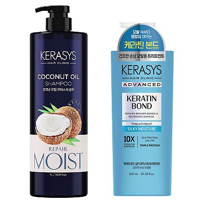 Kerasys Kit  (Shampoo Coconut Oil 1L + Keratin Bond Silky Moisture Treatment 600ml)