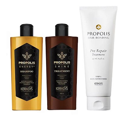 Kerasys Trio Própolis (Shampoo + Tratamento Shine 180ml + Máscara Repair 250ml)