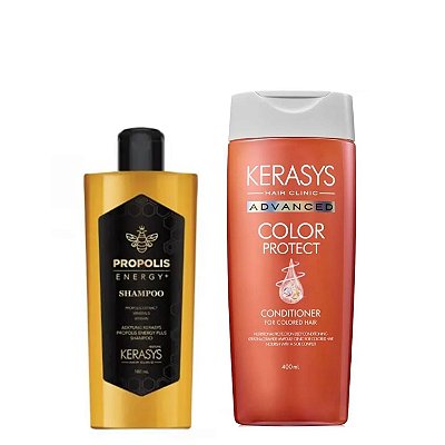 Kerasys Kit Shampoo Propolis Energy Shine 180ml+Condicionador Advanced Color Protect 400ml
