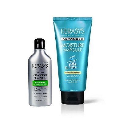 Kerasys Kit (Shampoo Scalp Cleasing 180ml + Máscara Ampoule Moisture 300ml)