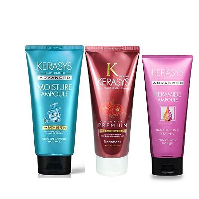 Kerasys Kit Máscaras (Moisture 300ml + Oriental 200ml + Damage Clinica 200ml)