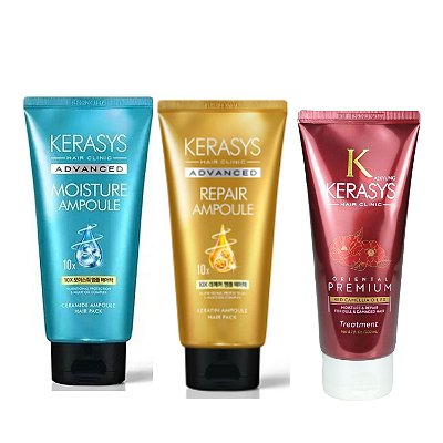 Kerasys Kit Máscaras (Moisture 300ml + Repair 300ml + Oriental 200ml)