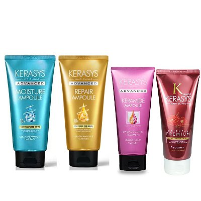 Kerasys Kit Máscaras (Moisture 300ml + Repair 300ml +Damage Clinic 200ml + Oriental 200ml)