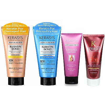Kerasys Kit Máscaras (Silk Moisture 300ml + Deep Repair 300ml + Damage Clinic 200ml + Oriental 200ml)