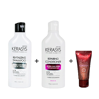 Kerasys Kit (Sh Revitalizing 180ml + Cond. Repairing 180ml + Leave in Heat 50ml)