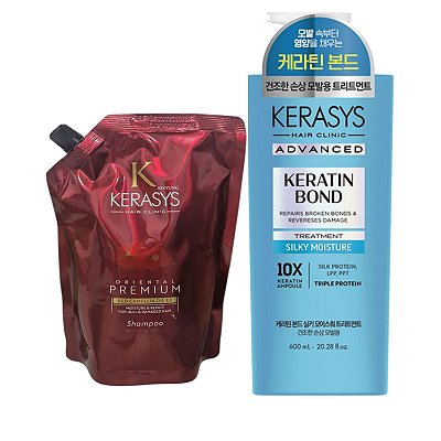 Kerasys Kit (Sh Oriental Premium Refil 500ml + Trat. Keratin Silk Moisture 600ml)