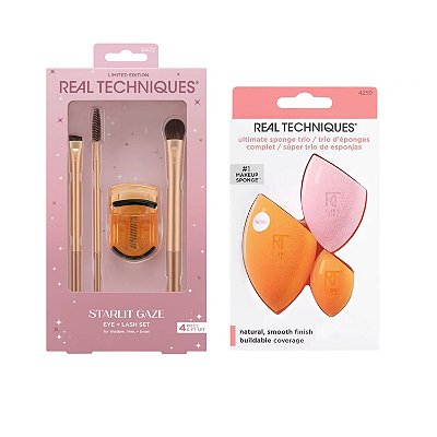 Real Techniques  (Pincéis para Olhos e Curvador de Cílios +  Ultimate Sponge Trio)