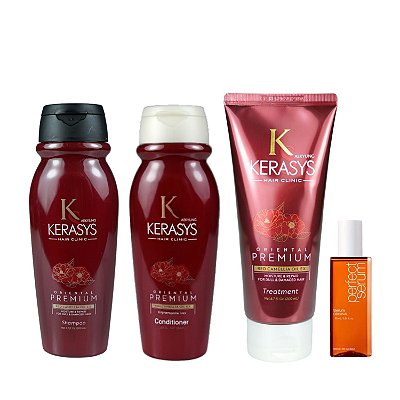 Kerasys & Mise en Scene Kit (Trio Oriental Premium 200ml + Óleo Perfect Sérum 30ml)