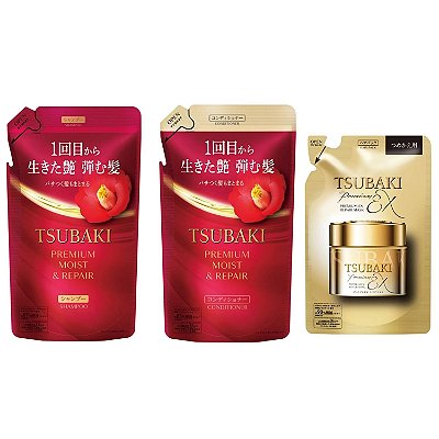 Tsubaki Kit Premium Moist & Repair (Shampoo + Condicionador + Máscara) Refil