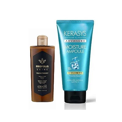 Kerasys Kit (Tratamento Própolis Shine 180ml + Máscara Ampoule Moisture 300ml)