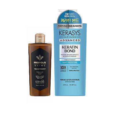 Kerasys Kit (Tratamento Própolis Shine 180ml + Trat. Keratin Bond Silk Moisture 600ml)