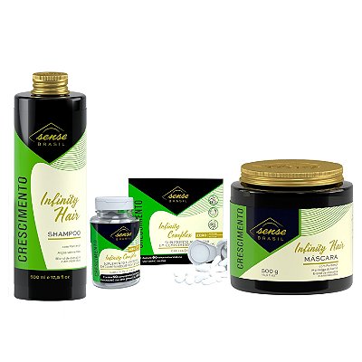 Sense Brasil Infinity Hair Kit (Shampoo e Máscara 500ml + Suplemento Alimentar)