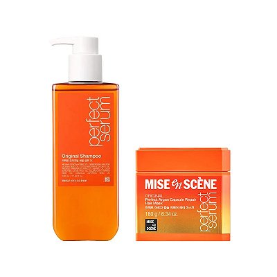 Mise en Scène  Perfect Serum (Shampoo 530ml + Máscara Argan Capsule Repair 180g)