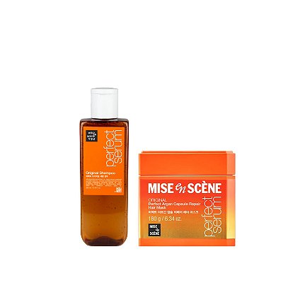 Mise en Scène Perfect Serum (Shampoo 200ml + Máscara Argan Capsule Repair 180g)