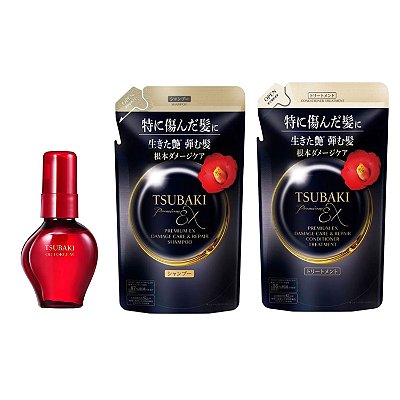 Tsubaki Premium Ex Damage Sh+Cond300ml  Refil + Oil Force M60ml