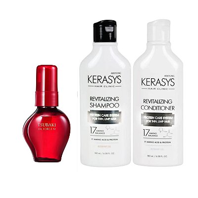 Kerasys & Tsubaki (Cond. + Sh 180ml + Óleo Capilar 60ml)
