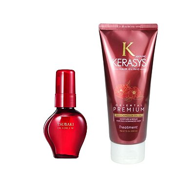 Tsubaki & Kerasys Óleo Capilar60ml+Máscara Capilar 200ml