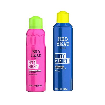 Tigi Bed Head Spray Brilho200ml + Sh. Dirty Secret a seco300ml