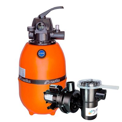 Conjunto Filtrante Para Piscinas de até 29 mil litros Nautilus Com Filtro F350X E Bomba 1/3CV