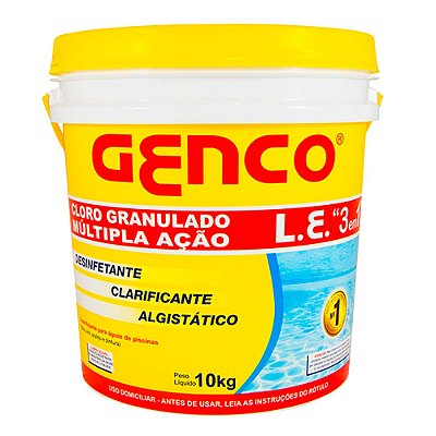 GENCO L.E. Cloro Granulado Múltipla Ação 3 em 1 10KG