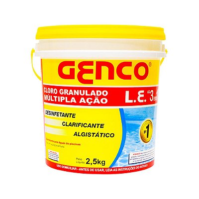 GENCO L.E. Cloro Granulado Múltipla Ação 3 em 1 2,5KG