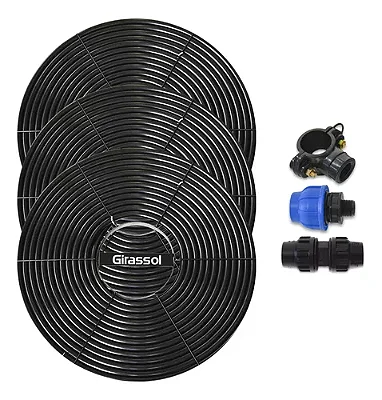 Coletor Solar p/ Piscina até 12.000L Girassol Espiral 3 Placas + Kit Terminal