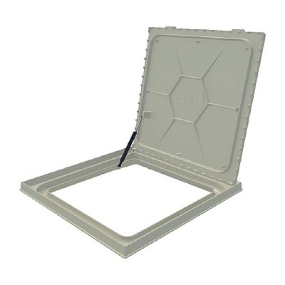 Tampa de Casa de Máquina GDA 100x100 - Invisível / Rebaixado c/grelha -c/Amortecedor - BEGE