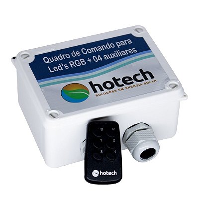 Quadro De Comando P/ Led's C/ 4 Auxiliares Hotech C/ Controle e Fonte 10A