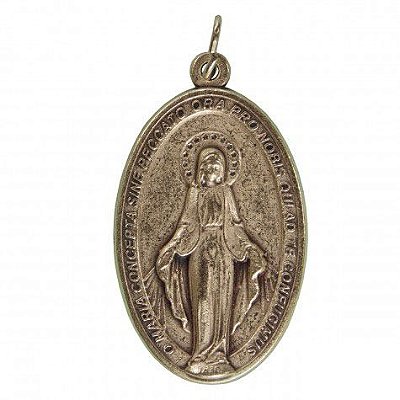Medalha Grande de Nossa Senhora das Graças (banhada a Prata)