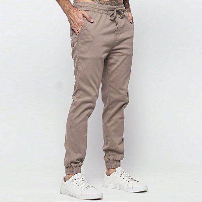 Calça Jogger Masculina Sarja Skinny Caqui *