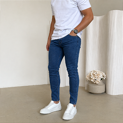 Calça Jeans Skinny Azul Médio VK04